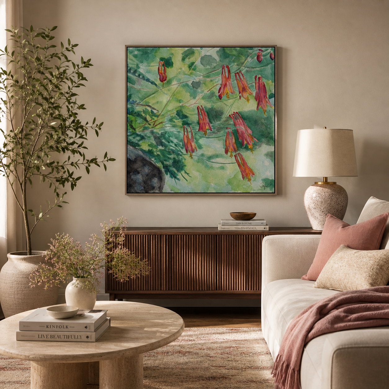Canadian Columbine Among the Foliage | Canvas