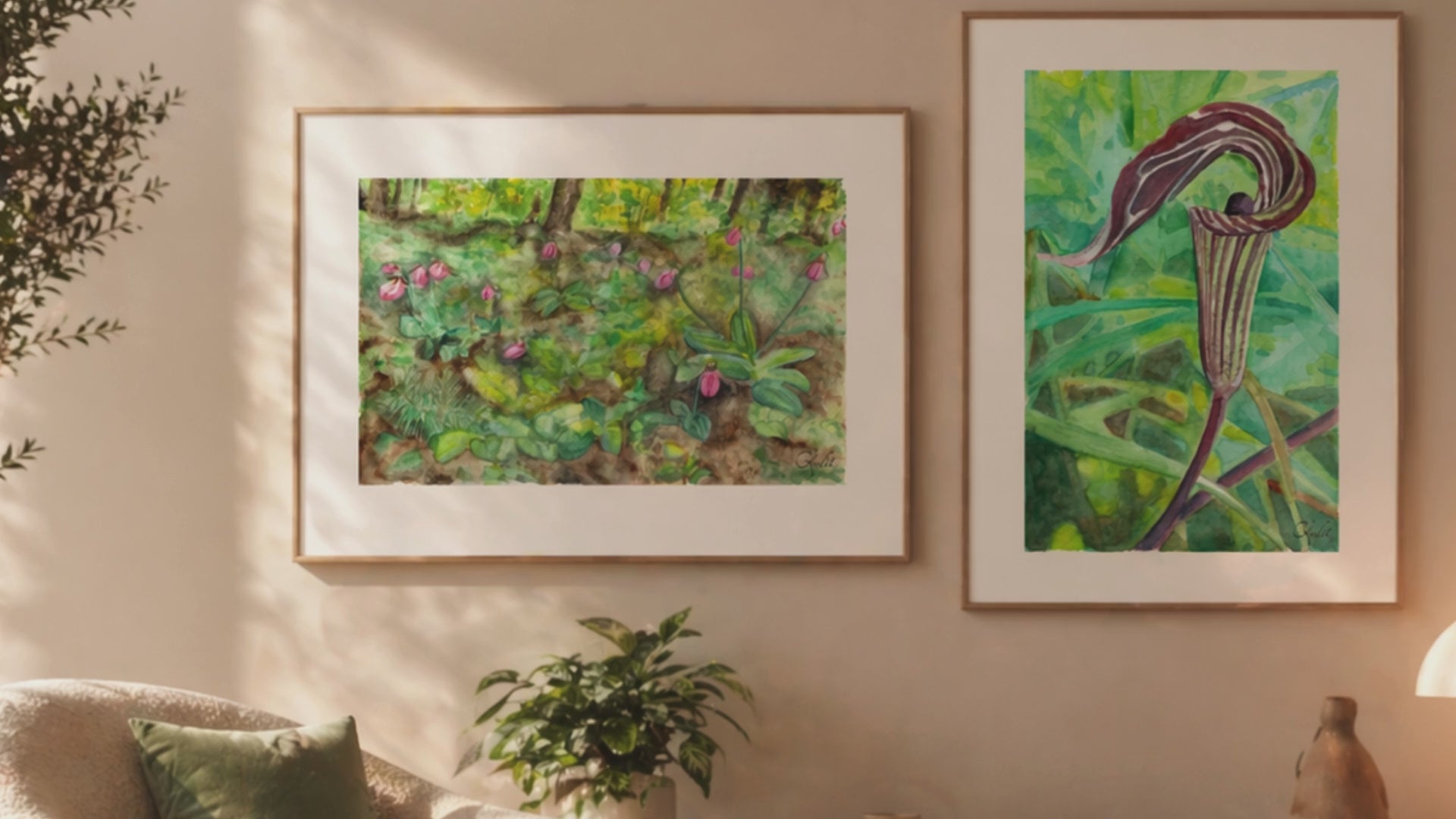 Load video: A presentation of watercolor paintings by artist Chantal Audet.